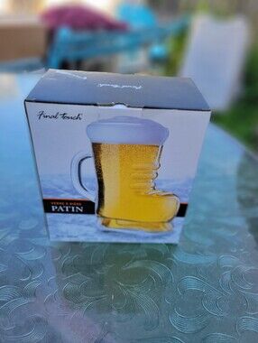 Ice Skate Beer Soda Mix Drinks Mug Thick Glass 30 oz Final Touch Hockey Fan New